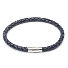 Load image into Gallery viewer, Sleek black braided bracelet with a magnetic buckle closure, offering a stylish blend of fashion and practicality.