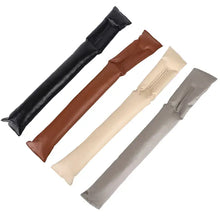 Cargar imagen en el visor de la galería, PU leather seat gap fillers in black, brown, beige, and gray, designed to prevent items from slipping between car seats and console.