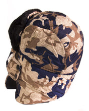 Charger l'image dans la galerie, Alex Unisex Ushanka Trapper Hat with camo print, faux fur lining, removable mask, windproof, perfect for cold weather.