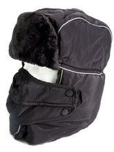 Charger l'image dans la galerie, Alex unisex ushanka trapper hat with faux fur lining and removable mask, windproof design, one size, polyester material.