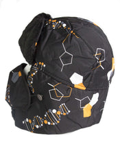 Charger l'image dans la galerie, Alex Unisex Ushanka Faux Fur Trapper Hat with Removable Mask, Geometric Design, Black and Orange