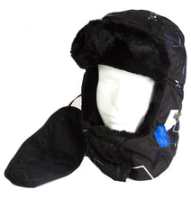 Charger l'image dans la galerie, Alex Unisex Ushanka Faux Fur Trapper Hat with Removable Mask, black windproof aviator style, headgear for warmth and comfort.