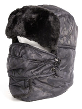 Charger l'image dans la galerie, Alex Unisex Ushanka Faux Fur Trapper Hat with Removable Mask, Windproof Polyester, 24-inch Head Circumference, Black