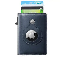 Load image into Gallery viewer, Minimal leather credit card holder with integrated tracker and multiple card slots.