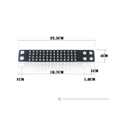 Cargar imagen en el visor de la galería, Faux leather bracelet with spikes, dimensions labeled. Edgy punk-inspired accessory for bold fashion statements, durable and striking design.