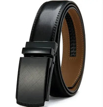 Charger l'image dans la galerie, No Holes Cowhide Leather Belt featuring adjustable design, premium cowhide, and durable black finish for both casual and formal wear.