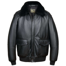 Load image into Gallery viewer, REED Men's Premium Leather Aviator Bomber Jacket with knit cuffs and pockets, stylish and durable for long-lasting comfort.