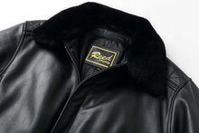 Load image into Gallery viewer, REED Men's Premium Leather Aviator Bomber Jacket - Classic black design with soft, durable leather, featuring a plush collar.