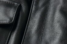 Load image into Gallery viewer, Close-up of REED Men's Premium Leather Aviator Bomber Jacket showcasing its soft, durable imported leather texture and stitching.
