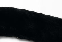 Load image into Gallery viewer, Close-up of soft black fur texture on a jacket accessory