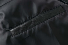 Load image into Gallery viewer, Close-up of REED Men's Premium Leather Aviator Bomber Jacket pocket detail showcasing durable, high-quality imported leather.