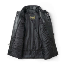 Load image into Gallery viewer, REED 34'' Raglan Men's Car Coat in Imported Lamb with Zip-Out Lining, classic leather jacket style, black interior view