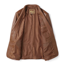 Cargar imagen en el visor de la galería, REED Men's Lambskin Leather Blazer Jacket interior view showcasing premium quality and soft-touch lining.