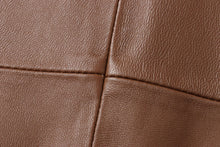 Cargar imagen en el visor de la galería, Close-up of premium brown lambskin leather texture on Reed Men's blazer sports jacket.