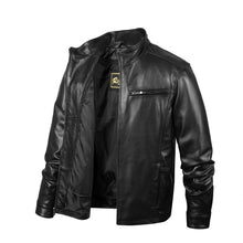 Load image into Gallery viewer, Men's REED jacket in genuine lambskin leather with stand-up collar, showcasing luxury and style. Perfect winter coat. Imported.