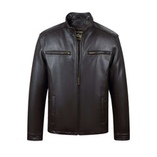 Load image into Gallery viewer, Men's REED lambskin leather jacket with stand-up collar, imported high-quality coat with zip closure, ideal for winter