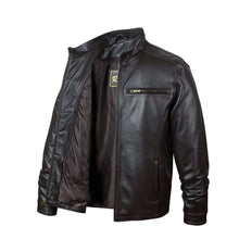 Load image into Gallery viewer, REED Men's Lambskin Leather Jacket with Stand-Up Collar and Zip-Up Closure, Stylish Winter Coat, 100% Genuine Leather