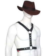 Cargar imagen en el visor de la galería, Double Folded Real Cowhide Leather Harness for Men Y shape Chest Harness Shoulder Harness Men Fetish Wear