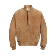 Load image into Gallery viewer, REED Men's Baseball Suede Leather Jacket, imported genuine suede, classic style, satin lining, durable and versatile for fall and spring