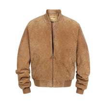 Load image into Gallery viewer, REED Men's imported suede leather baseball jacket, durable and soft, perfect for fall and spring.