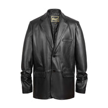 Cargar imagen en el visor de la galería, REED Men's Premium Lambskin Leather Blazer - Black Sports Jacket