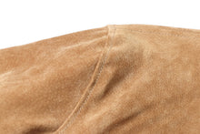 Load image into Gallery viewer, Close-up of REED Men's Baseball Suede Leather Jacket highlighting the soft suede texture and stitching details.