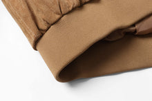 Load image into Gallery viewer, Close-up of the elastic cuff on a REED men's baseball suede leather jacket, showcasing detailed stitching and quality materials.