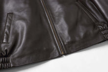 Cargar imagen en el visor de la galería, REED Men's New Zealand Lambskin Leather Jacket in black, showcasing smooth soft-touch finish and zip closure.