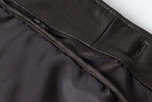 Load image into Gallery viewer, Close-up of the interior lining and zipper of a REED EST. 1950 men's lambskin leather jacket, showcasing craftsmanship details.