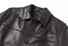 Load image into Gallery viewer, REED EST. 1950 men's lambskin leather jacket with four button front, classic design, and soft finish.