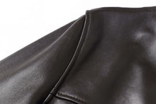Load image into Gallery viewer, Close-up of REED EST. 1950 men's lambskin leather jacket, showcasing its soft texture and premium quality material.