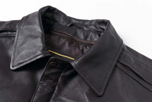 Load image into Gallery viewer, REED Men's Premium Leather Aviator Bomber Jacket with classic design, crafted from durable imported leather, close-up image.