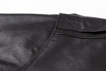 Load image into Gallery viewer, Close-up of REED Men's Premium Leather Aviator Bomber Jacket showcasing durable imported leather detail.