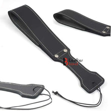 Cargar imagen en el visor de la galería, Cowhide Saddle Leather Spanking BDSM Black Paddle Slapper Thick, Weighty & Sturdy Hand Made 2 layer