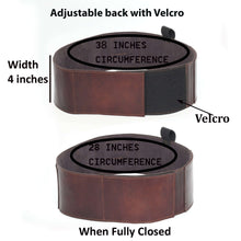Cargar imagen en el visor de la galería, Cowhide Leather BRAVOBELT Belly Band Holster for Concealed Carry - Ambidextrous, adjustable up to 38 inches with Velcro closure.