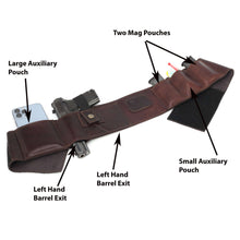 Cargar imagen en el visor de la galería, Cowhide Leather BRAVOBELT Belly Band Holster for Concealed Carry - Ambidextrous with auxiliary and mag pouches