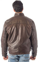 Load image into Gallery viewer, Back view of brown WINNERS leather jacket, crafted in the USA, showcasing its rugged design and premium quality.