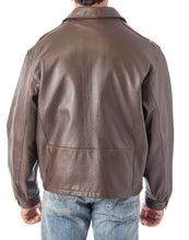 Load image into Gallery viewer, Back view of REED Men's Casual Leather Jacket, union made in Detroit, USA, featuring durable naked cow leather.