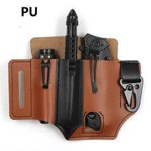 Cargar imagen en el visor de la galería, Tactical multi tool belt bag in vegan leather with compartments for various tools, ideal for efficient task management. Imported.