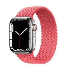 Load image into Gallery viewer, Coral nylon elastic strap for Apple Watch, compatible with 38mm to 45mm models, Series 1 to 7 and SE, featuring a braided design.