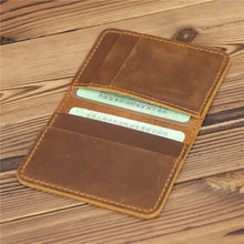 Load image into Gallery viewer, Vintage leather credit card holder wallet for men with card slots, perfect for cash and ID storage. Compact and stylish design.