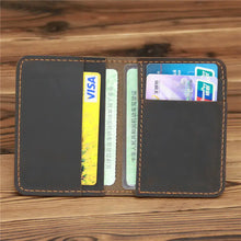 Load image into Gallery viewer, Vintage men's genuine leather wallet displaying multiple credit cards.