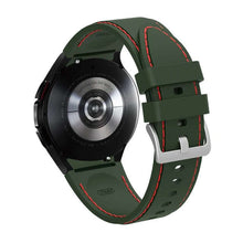 Cargar imagen en el visor de la galería, Samsung Galaxy Watch 4 Classic with green 20mm Double Line Silicone Sports Bracelet, showing back view with sporty design features.