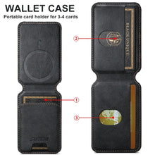 Cargar imagen en el visor de la galería, Luxury leather magnetic card holder for iPhone, showcasing sleek design and card slots for organizing essentials.