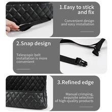 Cargar imagen en el visor de la galería, Close-up of luxury leather car handbag holder with easy installation, snap design, and refined edge features showing vegan leather material.