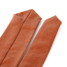 Cargar imagen en el visor de la galería, Brown polyurethane leather ties for men, vegan and stylish, imported and durable, perfect for a modern wardrobe upgrade.