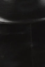 Cargar imagen en el visor de la galería, Close-up of shiny liquid metallic high waist stretch leggings featuring black finish, made in USA, by Sakkas.