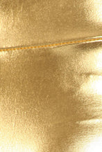 Cargar imagen en el visor de la galería, Close-up of shiny gold metallic high waist leggings fabric texture