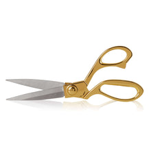 Cargar imagen en el visor de la galería, eZthings heavy-duty scissors with gold handles for cutting fabrics and crafts, 12-inch upholstery shears, professional use.