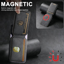 Cargar imagen en el visor de la galería, Luxury Leather Mobile Magsafe Magnetic Card Holder for iPhone, showcasing sleek design and functionality with strong magnetic attachment.